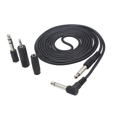 3M/ 10 Feet Instrument Guitar Audio Cable 1/4-Inch 6.35mm Straight to Right Angle Plug Black ABS Jacket with 3 Adapters