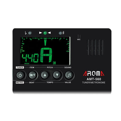 AROMA AMT-560 Electric Guitar Tuner Metronome LED Display Built-in Mic Pickup Function for Guitar Chromatic Bass Violin Ukulele