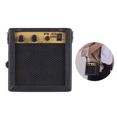 Wooden Mini Guitar Amplifier Amp Speaker 5W with 6.35mm Input 3.5mm Headphone Output Supports Volume Tone Adjustment Overdrive