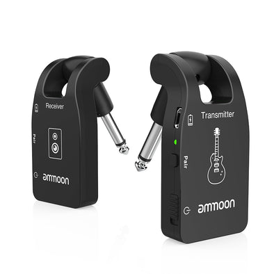 ammoon Wireless Guitar System 2.4G Wireless Guitar Transmitter Receiver Rechargeable 6 Channels Audio for Electric Guitar Bass