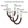 3pcs/pack Guitar Effect Pedal Cable Instrument Patch Cord 1/4 Inch 6.35mm Right Angle TS Plugs Black & Red Braided Fabric Jacket