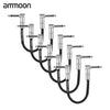 ammoon 6-Pack Guitar Effect Pedal Instrument Patch Cable 30cm/ 1.0ft Long with 1/4" 6.35mm Silver Right Angle Plug PVC Jacket