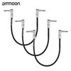 ammoon 6-Pack Guitar Effect Pedal Instrument Patch Cable 30cm/ 1.0ft Long with 1/4" 6.35mm Silver Right Angle Plug PVC Jacket
