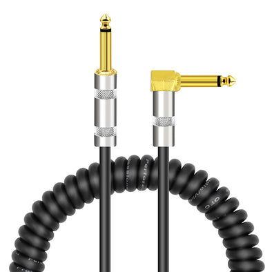 Audio Electric Guitar Cable Cord 1/4 Inch Straight to Right-angle Gold-plated TS Plugs PU Jacket for Guitar Mixer Amplifier