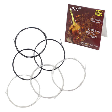 Black Nylon Core Strings for Guitar Silver-Plated Guitar Strings Copper Wound 1st-6th(.028-.043) 6pcs Classical Guitar Strings