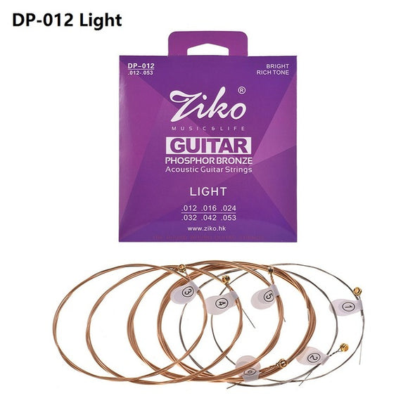 6pcs Acoustic Guitar Strings Light Guitar String Set Hexagon Alloy Wire Phosphor Bronze Wound Corrosion Resistant