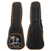 21 Inch Soprano Ukulele Bag Uke Ukelele Zippered Case Coconut Tree Pattern Style with Adjustable Single Shoulder Strap Black