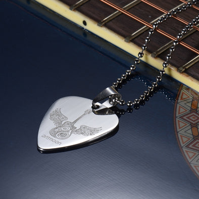 Guitar Pick Necklace with 50cm/20in Ball Chain Silver Color High Quality Stainless Steel Guitar Parts and Accessories