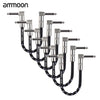 ammoon Guitar Effect Pedal Instrument Patch Cable 15cm/ 0.5ft Long with 1/4" 6.35mm Silver Right Angle Plug Woven Jacket