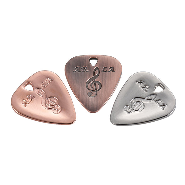 New Arrival 3pcs Acoustic Guitar Picks Metal  Guitar Pick Zinc Alloy with Hole for Necklace Guitar Accessories