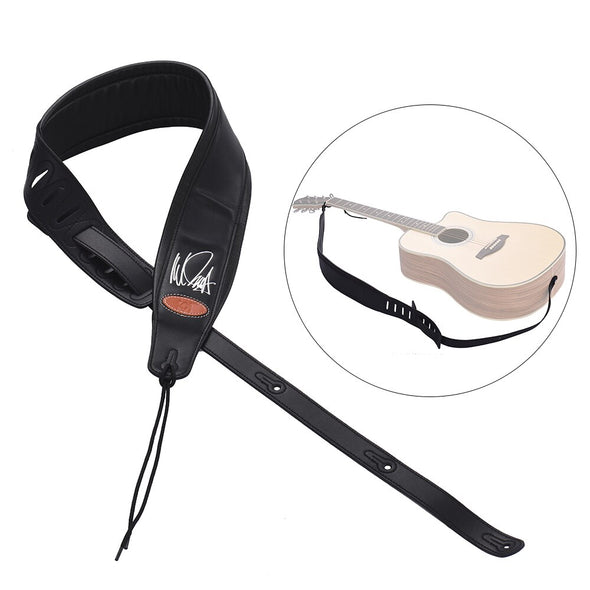 Adjustable Guitar Strap Super-Wide Acoustic Guitar Shoulder Strap Black PU Leather Belt for Classic Electric Guitars Bass